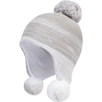 Čepice Marhatter Dívčí pletená čepice - 9414 - šedá/bílá