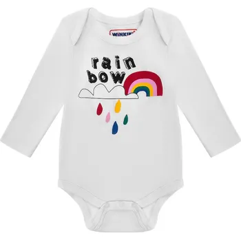 Kojenecká souprava Winkiki Kids Wear Dívčí body s tepláčkami Rainbow - bílá/šedý melanž Velikost: 68