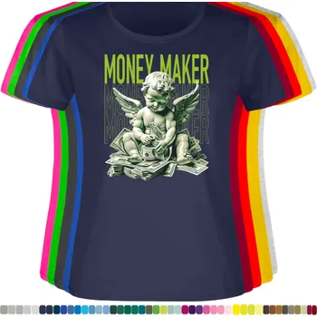 Dámské oblečení damske-levne-bavlnene-tricko-digitalni-potisk-andel-penize Barva: Navy - tmavě modrá, velikost: XL