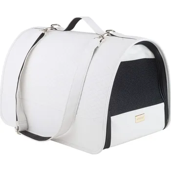 Pelíšek pro kočku Přenosná cestovní taška pro kočky PARIS CAT bílá velikost M, L Rozměr: M - 42x26x26 cm
