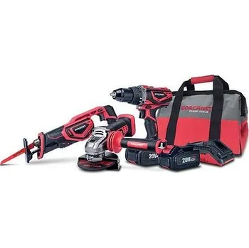 Worcraft 114035 Set WSET-02, S20Li ShareSYS, ocasní pila, úhlová bruska, šroubovák, nabíječka, 2x 4.0 Ah akumulátor + brašna