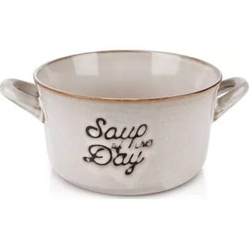 Keramická polévková miska s uchy 600 ml – šedá