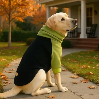 Obleček pro psa Teplý elastický svetr s kapucí pro psy – pohodlný a praný - Zelená , 2XL