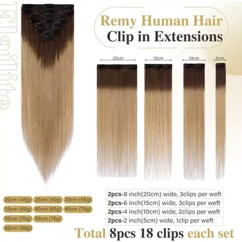 CLIP IN 8 pásů,OMBRE,50cm,150g, 100% lidské vlasy, varianty: Ombre 4T27 50cm,150g