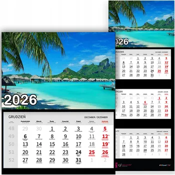 Kalendář Trojdílný kalendář na rok 2026 Tropikalne wyspy Premium | mnoho vzorů