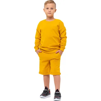 Winkiki Kids Wear Chlapecká sportovní tepláková souprava (mikina + kraťasy) - hořčicová Velikost: 158