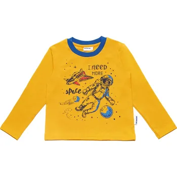 Chlapecké tričko Winkiki Kids Wear Chlapecké tričko s dlouhým rukávem More Space - žlutá Velikost: 104