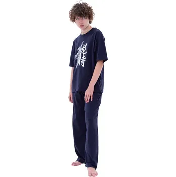Chlapecké pyžamo Chlapecké pyžamo Samurai - krátký rukáv, dlouhé kalhoty - navy | Winkiki Kids Wear Velikost: 158