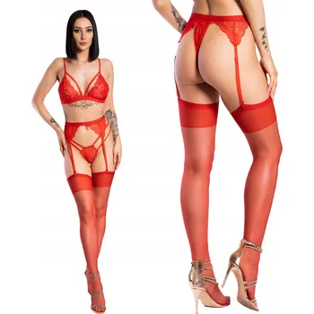 Dámské punčochy Punčochy hladké červené do pasu univerzální 15 DEN matné elastan