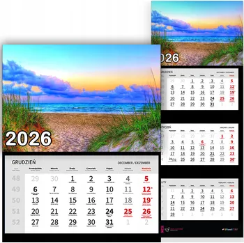 Kalendář Trojdílný kalendář na rok 2026 Plaża i morze Premium | Nástěnný kalendář s motivy