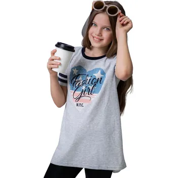 Dívčí oblečení Winkiki Kids Wear Dívčí tunika Fashion Girl - šedý melanž Velikost: 146