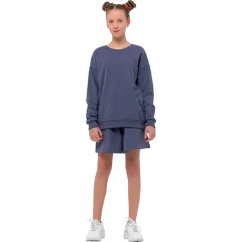 Winkiki Kids Wear Dívčí sportovní tepláková souprava (mikina + kraťasy) - grafitová Velikost: 128