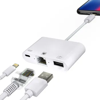 Datové redukce Adaptér RJ45 + USB + Lightning pro zařízení s Lightning konektorem
