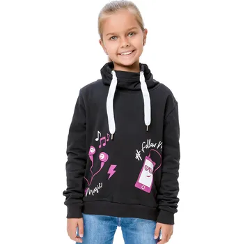 Dívčí oblečení Winkiki Kids Wear Dívčí mikina Music - černá Velikost: 140