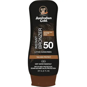 Přípravek na opalování Australian Gold opalovací gel s bronzerem SPF 50, 237 ml.