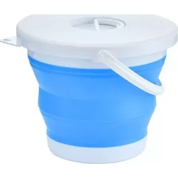 kbelík Skládací silikonové vědro 5 l s víkem – modro-bílé