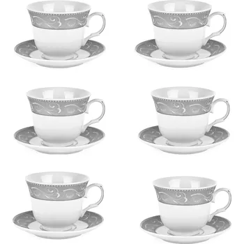 Porcelánové šálky na kávu a čaj s podšálky TADAR BELLA FEGURO GRIGIO 250 ml 6 ks.