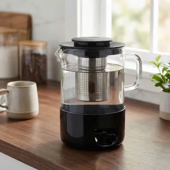 Konvice na čaj Konvice na čaj a kávu skleněná s ohřívačem a překapávačem KONIGHOFFER BONITO 1 l