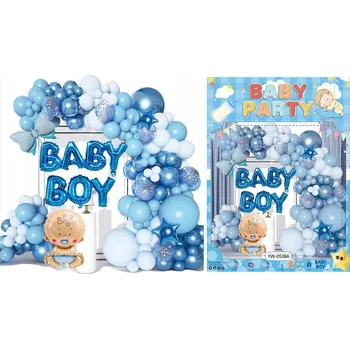 Balónek Balónky Baby Shower BOY Chlapec Sada Nápis 66 ks Bílé Modré