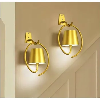 Nástěnné svítidlo Nástěnné svítidlo LED přenosné akumulátorové USB světle zlaté barvy 2ks