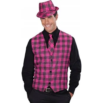 Dámská vesta Dámská vesta se skotským vzorem, růžová, velikost M