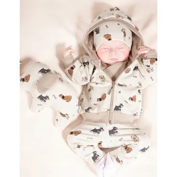 Chlapecká mikina TEPLÁKOVKA BAVLNĚNÁ TEPLÁKOVÁ SÚPRAVA NICOL BÉŽOVÁ 98