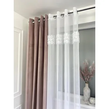 Obraz Závěs laurel jednobarevný 140X250 oka pudrová