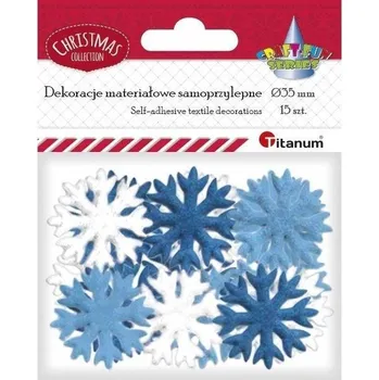 Obraz Titanum látkové dekorace ve tvaru sněhové vločky, mix modrých 35 mm, 15 ks