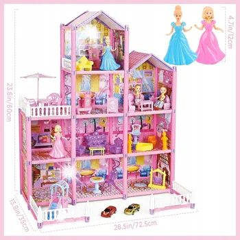 Domeček pro panenku DOMEČEK PRO PANENKY FIGURKY PŘÍSLUŠENSTVÍ NÁBYTEK HRAČKA PRO DĚTI SADA DÁREK