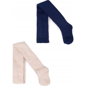 Dětské bavlněné Punčocháče punčochy béžové a tmavě modré, 2 ks v balení, 92-98 YOCLUB