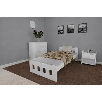 Ložnice Zvýšená postel z masivu Nika 90x200 cm bílá + rošt ZDARMA