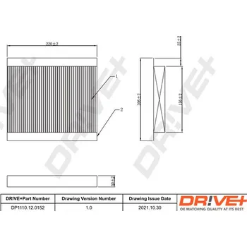 Kabinový filtr Filtr vzduchu v interiéru Dr!ve+ DP1110.12.0152