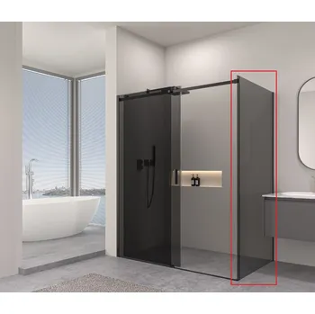 Erga Lynn, pevná stěna pro sprchový kout 100x195 cm, 8mm šedé sklo, černý profil, ERG-V02-LYNN-G100-GR-BK