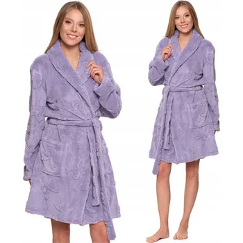 Dámský župan TEPLÝ DÁMSKÝ ŽUPAN MĚKKÝ PLYŠOVÝ NA ZAVAZOVÁNÍ KE KOLENŮM MORAJ M