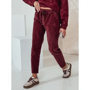 Dámské kalhoty oversize VELVITO manšestr UY2286 Barva: Bordová, Velikost: ONE SIZE