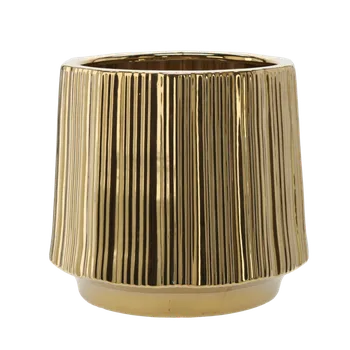 Obal na květináč Esperanza Keramický obal na květináč zlatý-pruhovaný 44x44x40cm 62451&nbsp;ELI3536