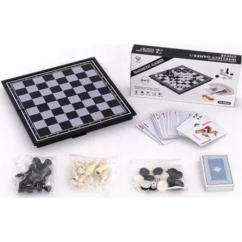 Desková hra Stolní hra Adar Šachy Vrhcáby Magnetické Karty 3v1