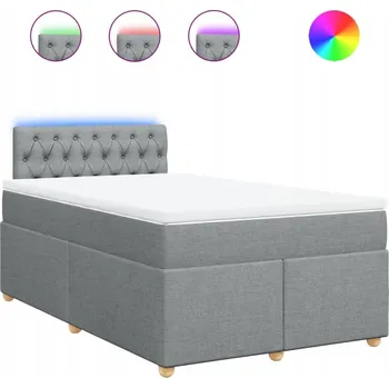Postel Kontinentální postel s LED osvětlením, světle šedá, 190 x 120 x 100,5 cm, matrace 120 x