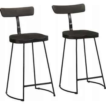 Barová židle Barové stoličky z masivního mangového dřeva, černé, 49 x 43 x 88 cm, 2 ks