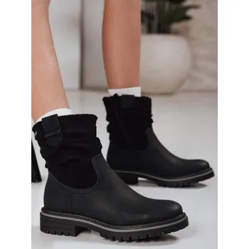 Dámská zimní obuv Dámské semišové kozačky černé
