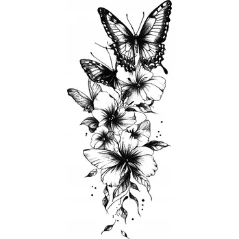 Odstranitelné tetování DÁMSKÉ TETOVÁNÍ MOTÝLI KVĚTINY OMYVATELNÉ DOČASNÉ VODNÍ