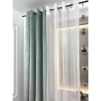 Obraz Moderní závěs sametový s kroužky 140x250 cm, barva: máta