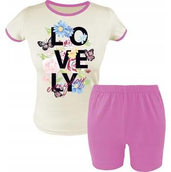 Dívčí pyžamo Dívčí pyžamo bavlněné krátký rukáv krátké KRAŤASY pohodlné 146