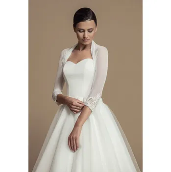 Bolerko TopMode Jemné bolerko s krajkou na rukávu stříbrná XXL