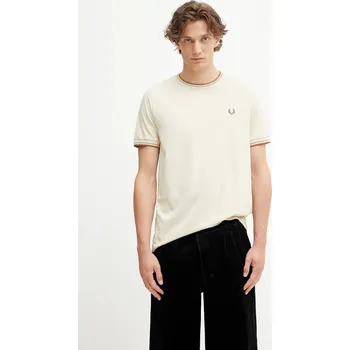 Bavlněné tričko Fred Perry, L, béžová, 12X