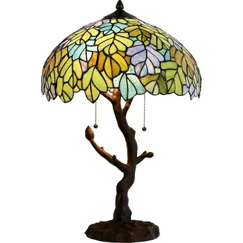 Lampička Zelená stolní lampa Tiffany Giallo - Ø 40*60 cm / E27/max 2*60W