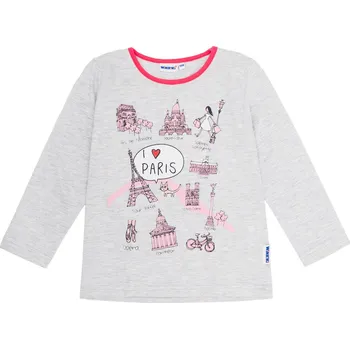 Winkiki Kids Wear Dívčí tričko s dlouhým rukávem Paris - šedý melanž Velikost: 98