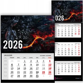 Kalendář Trojdílný kalendář na rok 2026 Lawa na ziemi Premium | Nástěnný kalendář s motivy