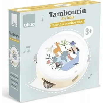 Dřevěná hračka Vilac: Dřevěná tamburína "Zvířata světa" 3+ 7112