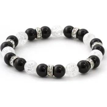 Náramek Korálkový náramek z onyxu a křišťálu MINK74/18 Agato